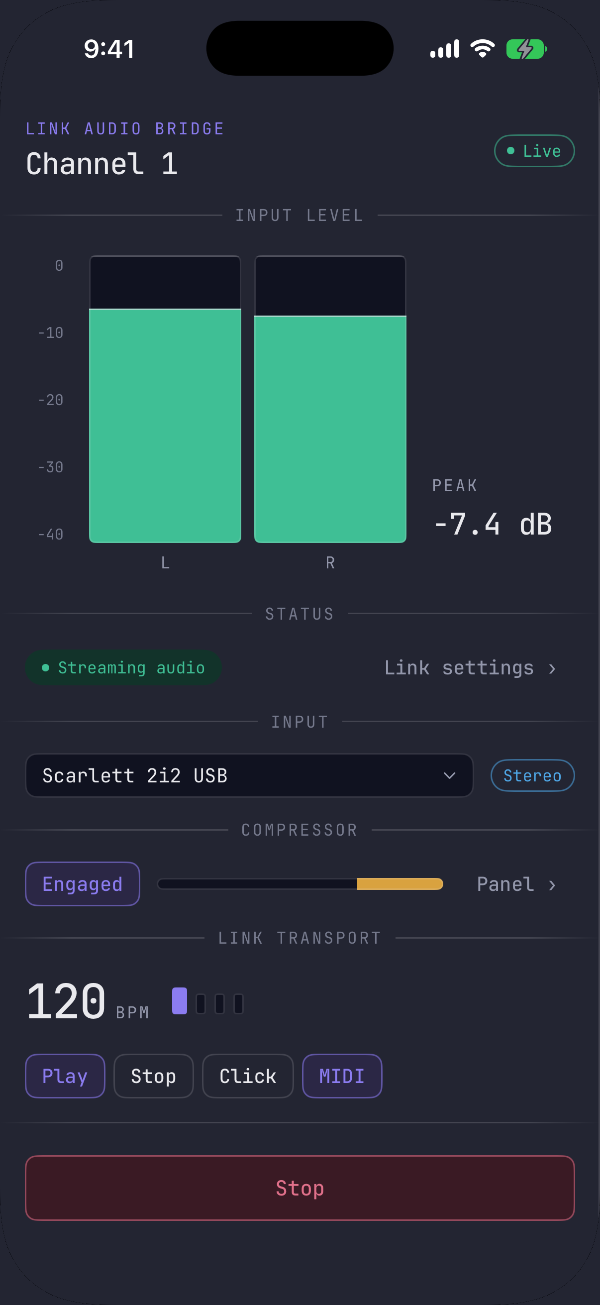 Link Audio Bridge streaming on iPhone